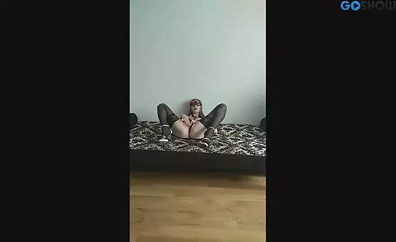 Girl in Black Stockings Teases with SandalsAssisted Masturbation